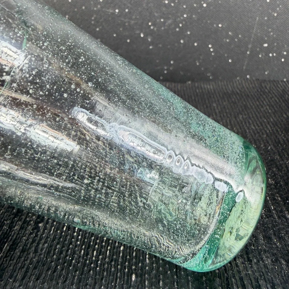 Pier 1 Seeded Bubble Glass Tumblers Aqua Light Green‎ Set of 2 Shot Glasses